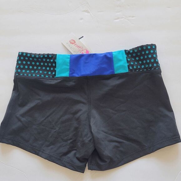 California Kisses juniors black blue laser cut swimming shorts size M slim - Picture 4 of 6